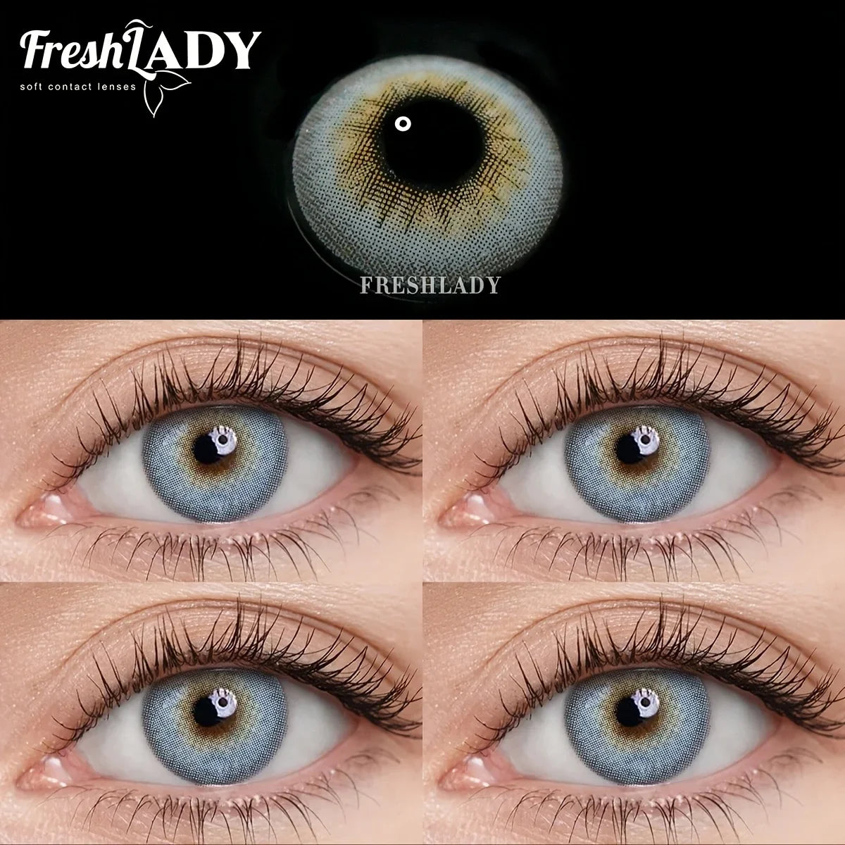 1 Pair Blue Colored Contact Lenses Gray Eye Lenses Natural Eyes Makeup Beauty 14.20mm Yearly Use