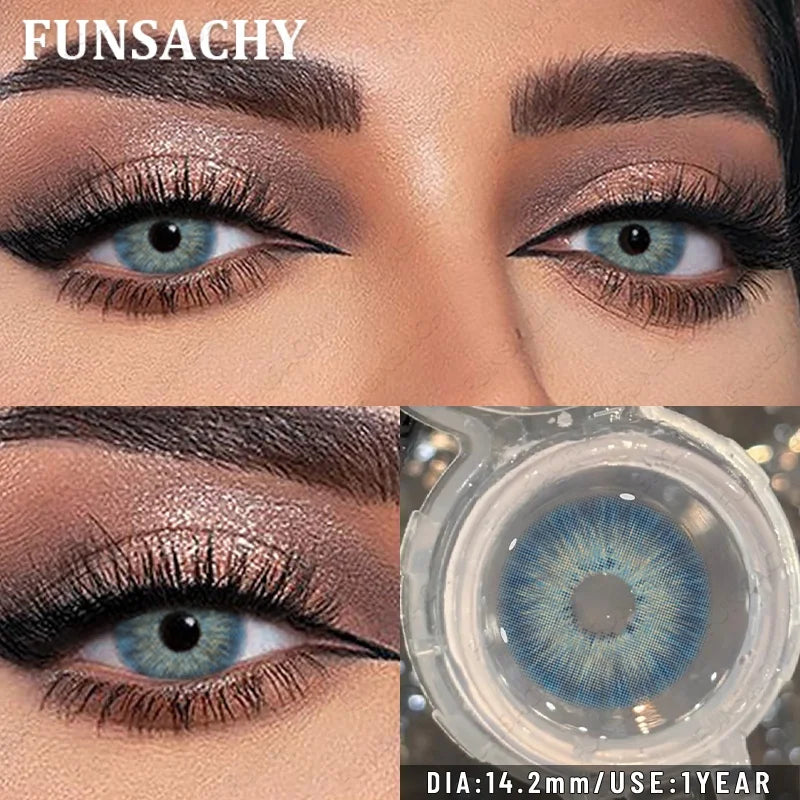 1 Pair Blue Color Contact Lenses for Eyes Women Makeup Pupils Natural Brown Gray Contact Lenses Beautiful Pupils Yearly
