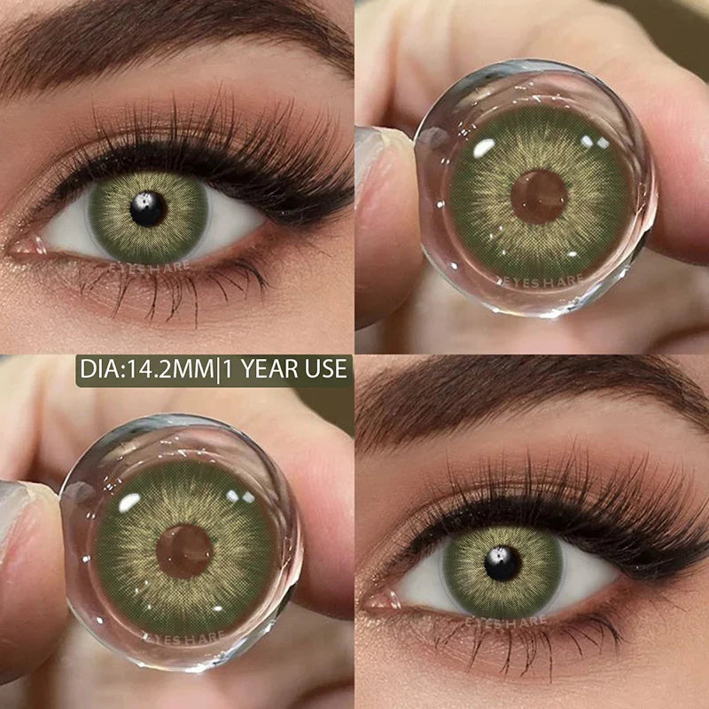 0~-6.00 Degrees 1Pair Myopia Colored Contact Lenses for Eyes Color Lenses with Diopters Prescription Lenses