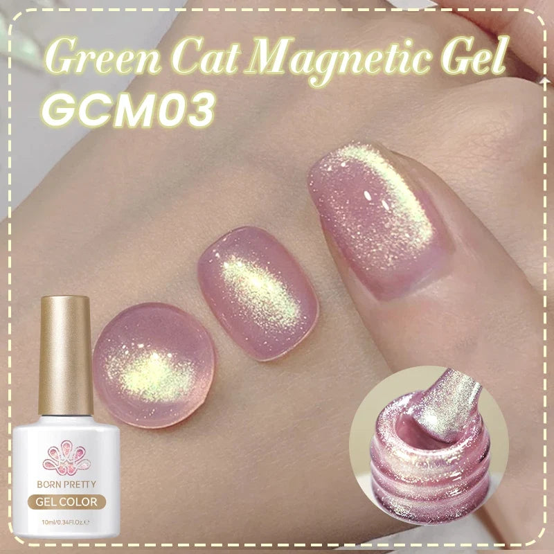 10ml Leopard Cat Magnetic Eye Gel Nail Polish Autumn Night Coffee Brown Glass Beads Soak Off UV LED Manicure Nail Ar