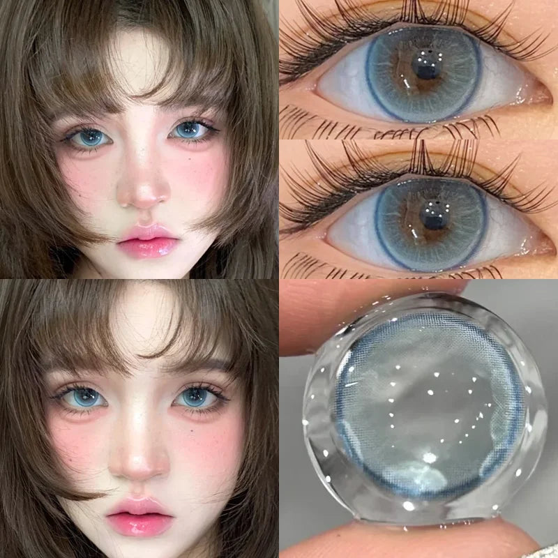 1 Pair High Quality Blue Lenses Colorld Contact Lenses with Degree 0.00 to- 8.00 Cosmetic Natural Eye Contacts Lenses