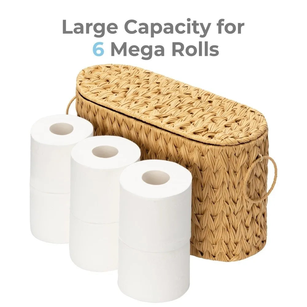 Water Hyacinth Toilet Paper Storage Baskets Large Capacity with Lids Toilet Paper Holder Durable Household Wicker Baskets