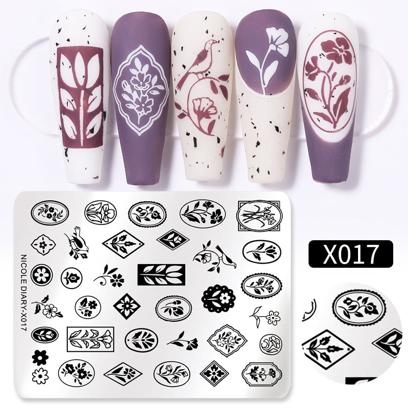Halloween Series Nail Art Stamping Plates Snake Butterfly Designs Nail Polish Flower Printing Stamp Template Tools