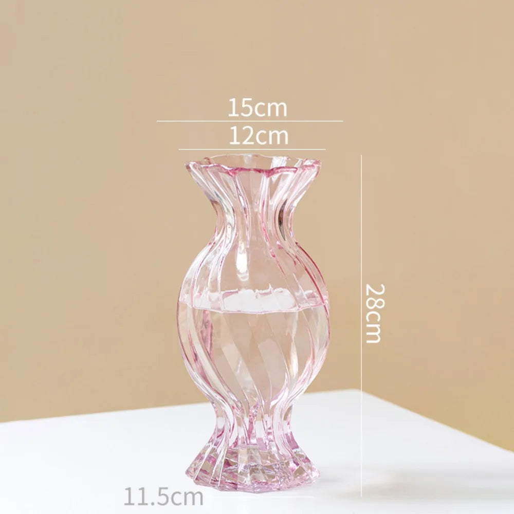 Modern Textured Glass Vase Decorative Flower Arrangement Container for Tabletop Wedding Party Indoor Home Decor