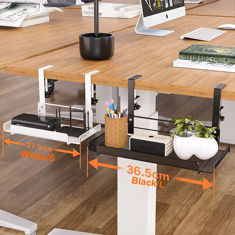 Undertable Storage Rack Plug-in Cable Office Supplies Storage Shelf Metal Adjustable Durable Under Desk Cable Organizer Rack