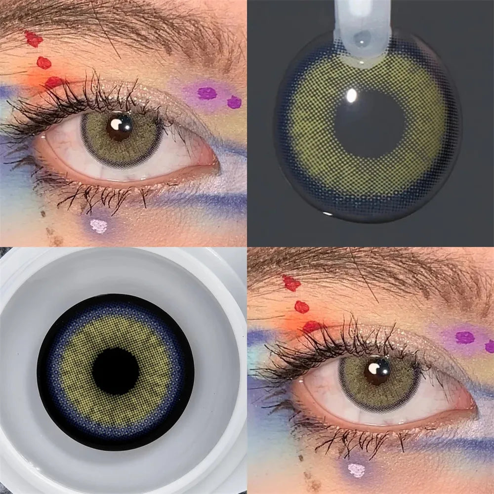 Eyes Color Contacts Colored Contact Lenses Lens Small Pupil Beauty Cosmetics Natural 3 Tones Brown Daily 2Pcs 1 Year