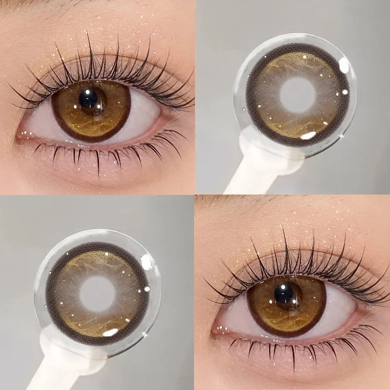 2PCS Korean Brown Green Contact Lenses for Eyes Natural Beauty Pupils 1 Year Fashionable Makeup Fast Shipping