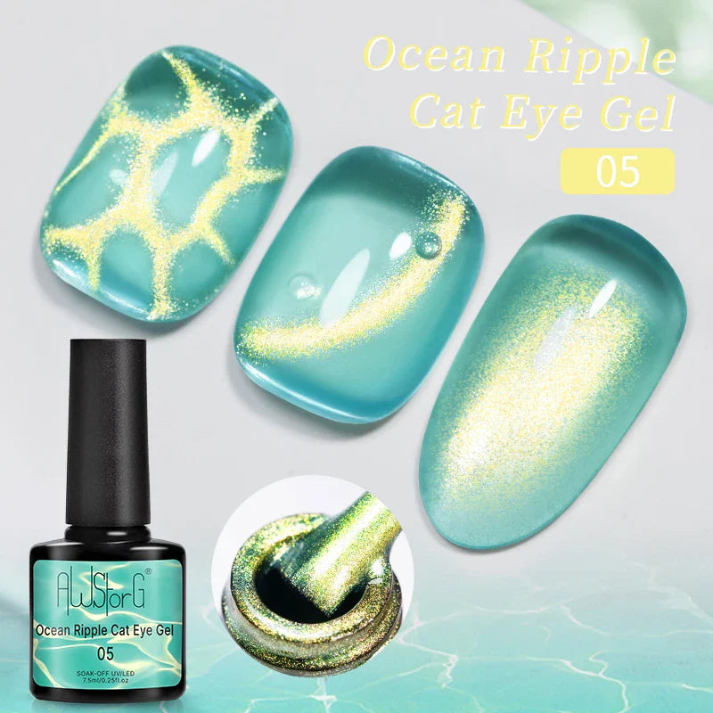 7.5ml Golden Gradient Cat Eye Nail Polish Gel Phototherapeutic Gel Soak Off Nail Magnetic Gel Polish Nail Art DlY
