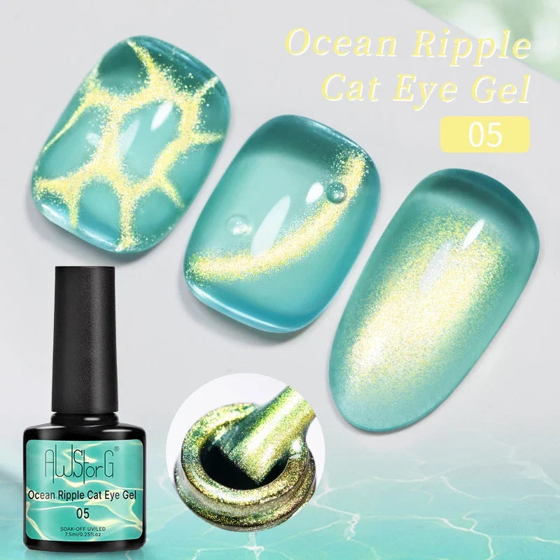7.5ml Golden Gradient Cat Eye Nail Polish Gel Phototherapeutic Gel Soak Off Nail Magnetic Gel Polish Nail Art DlY