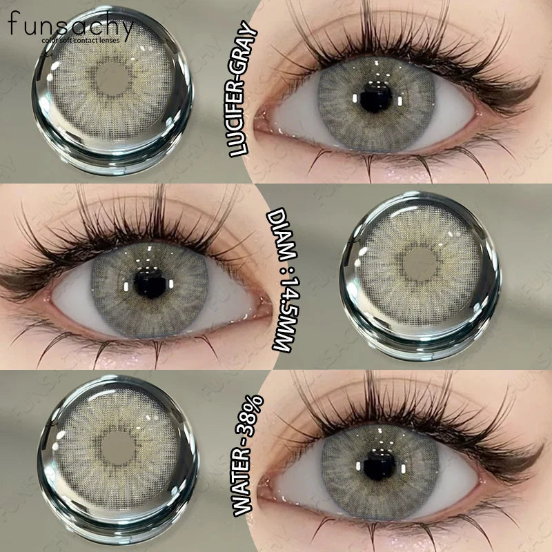 2PCS Colored Eye Lenses Brown Colorcon Contact Lenses Grey High Quality Natural Pupils Blue Cosmetic Beauty Lens Yearly