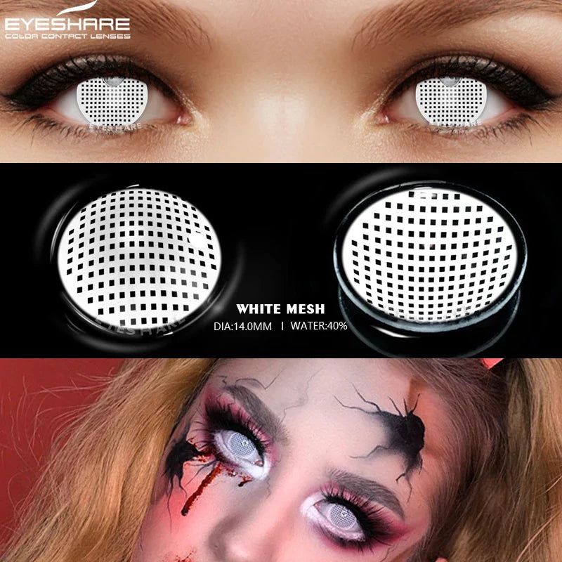 1 Pair Cosplay Contact Lenses For Eyes Beauty Pupils Crazy Halloween Colored Contact Lens Fashion White Cat Eye Soft Lense