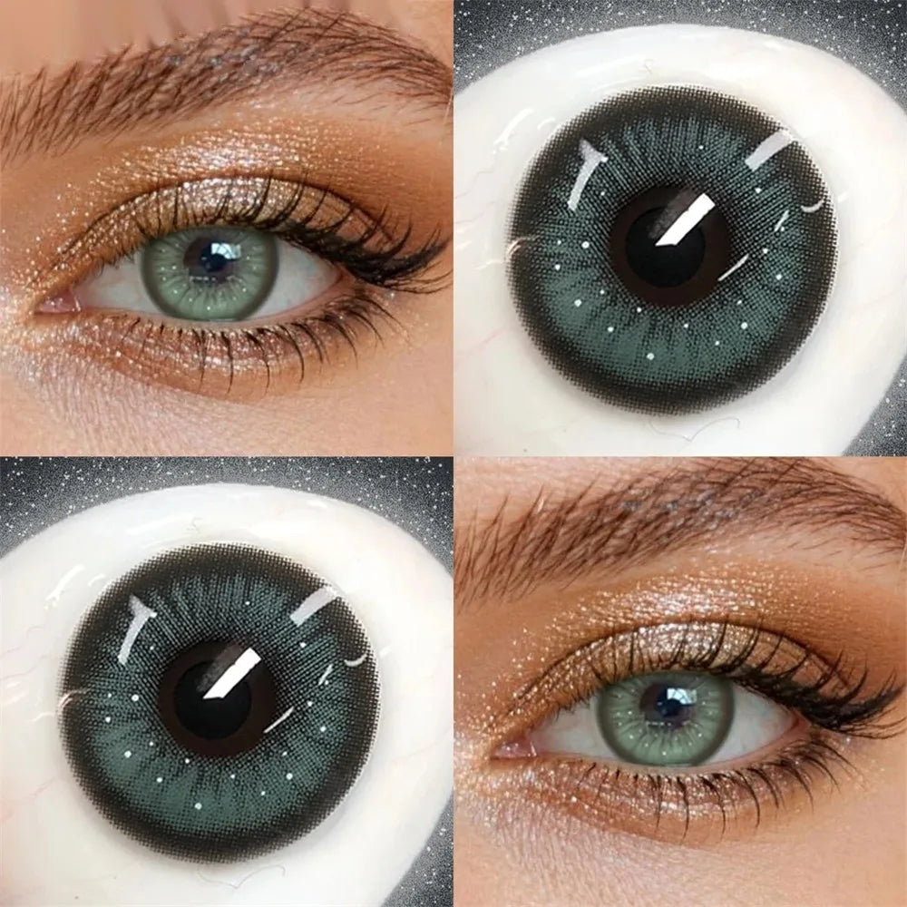 Eye Eyes Color Contacts Colored Contact Lenses Lens Cosmetics Beauty Blue Green 14.5mm 2Pcs 6 Months Half Year Use