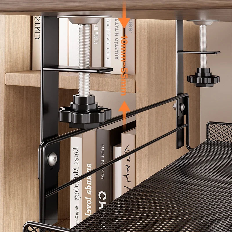 Undertable Storage Rack Plug-in Cable Office Supplies Storage Shelf Metal Adjustable Durable Under Desk Cable Organizer Rack