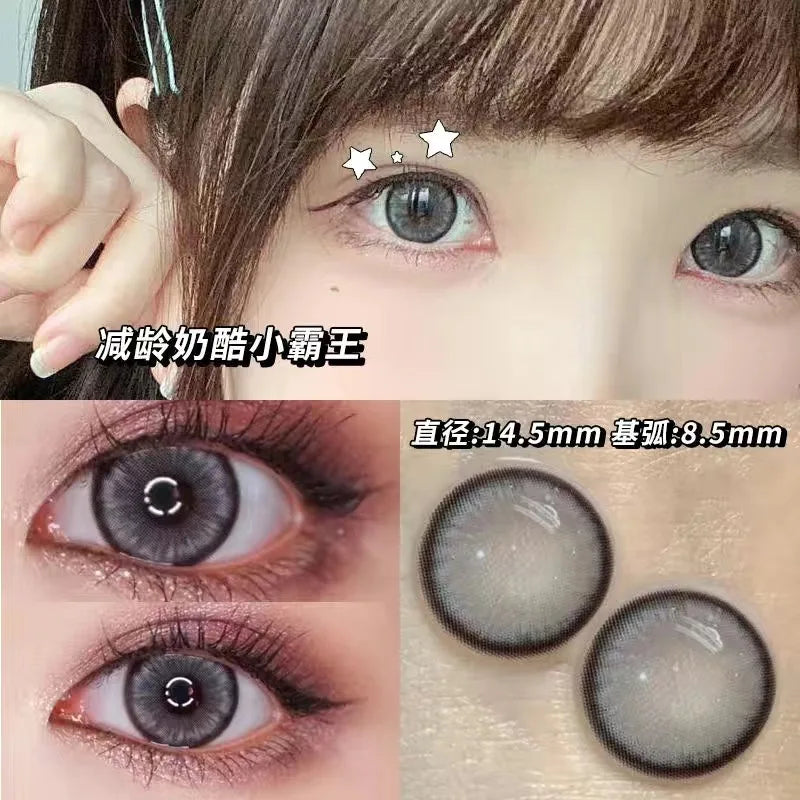 Two Large Black Eye Color Contact Lenses Prescription with Diopter Lenses with Eye Contact Lenses Student Animation Natural