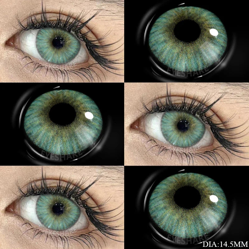 1 Pair Green Contact Lenses for Eyes Beauty Pupils Lenses Eye 14.2mm Yearly Use Fashion Blue Colored Contacts Lenses Green