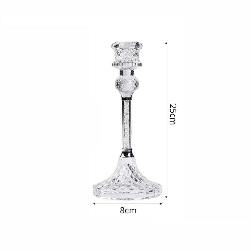 Glass Candle Holder Crystal Diamond Candle Holder 3Pcs Home Candlestick Creative Wedding Decor Crafts Desktop Ornaments Gifts