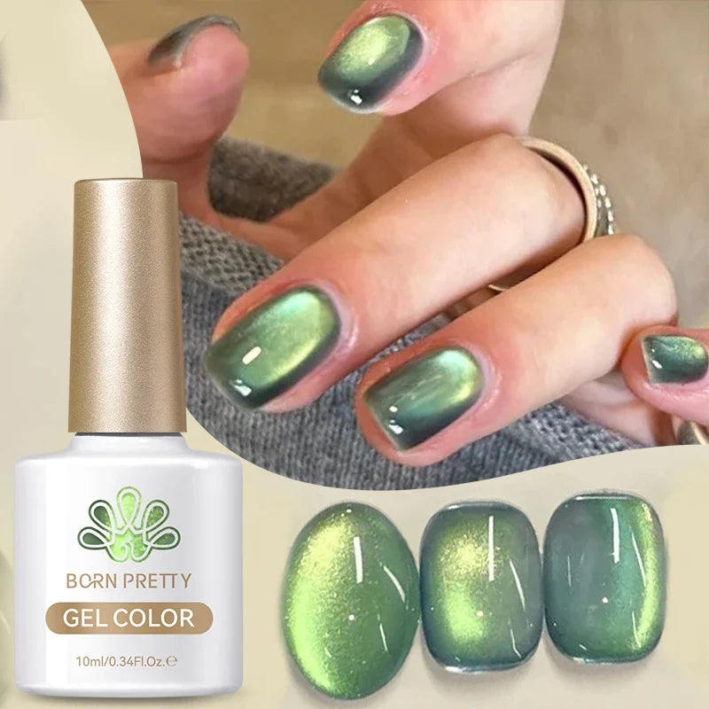10ml Leopard Cat Magnetic Eye Gel Nail Polish Autumn Night Coffee Brown Glass Beads Soak Off UV LED Manicure Nail Ar