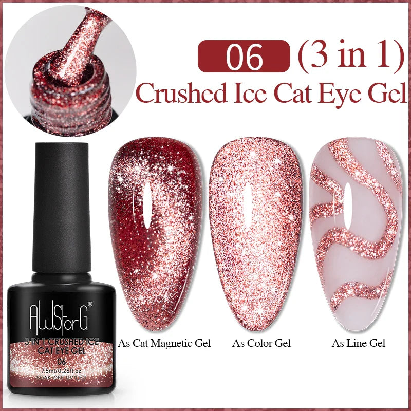 7.5ml Golden Gradient Cat Eye Nail Polish Gel Phototherapeutic Gel Soak Off Nail Magnetic Gel Polish Nail Art DlY