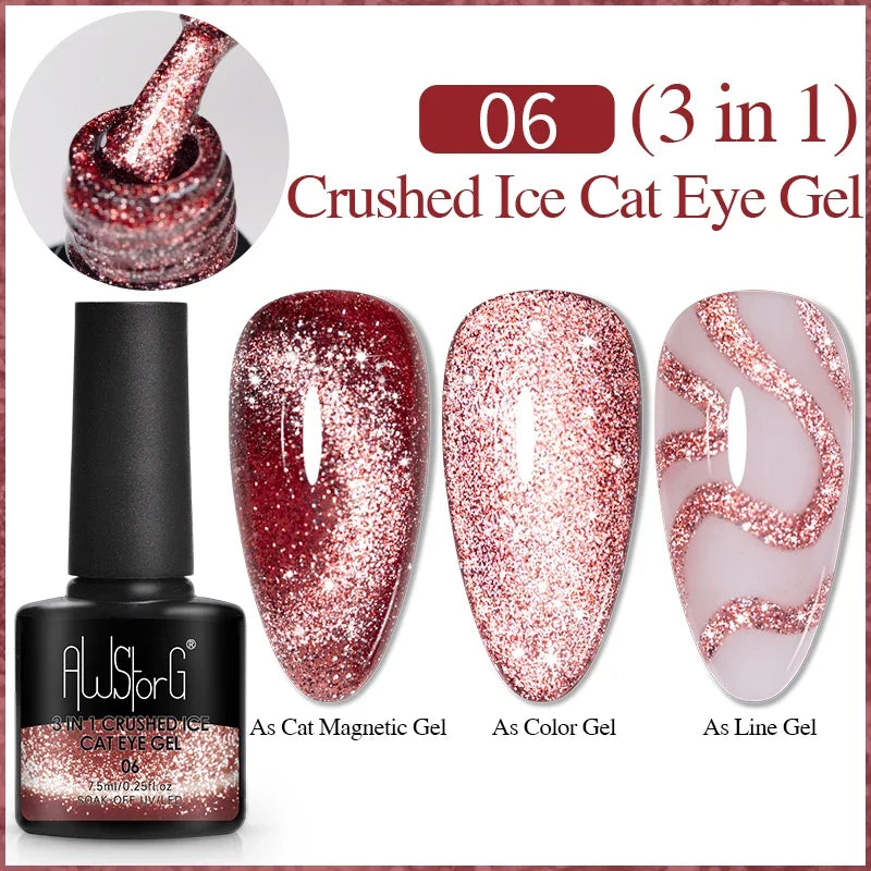 7.5ml Golden Gradient Cat Eye Nail Polish Gel Phototherapeutic Gel Soak Off Nail Magnetic Gel Polish Nail Art DlY