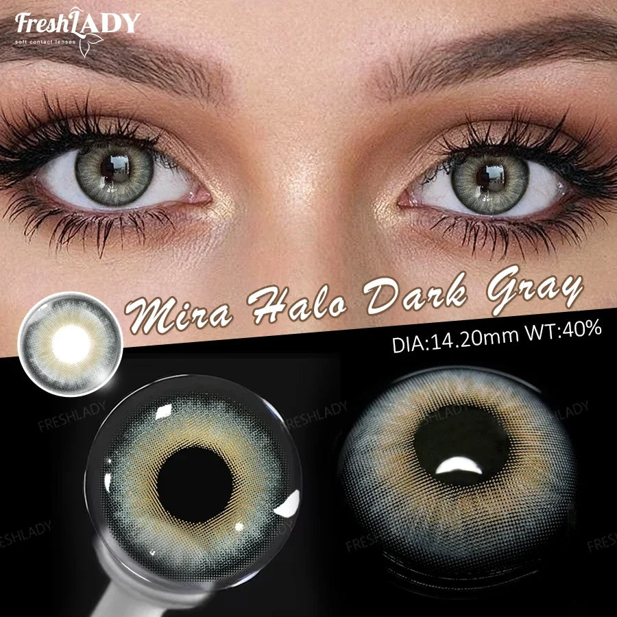 1 Pair Colored Contact Lenses Natural Pupils Eyes Contact lenses Gray Soft Contacts 14.50mm