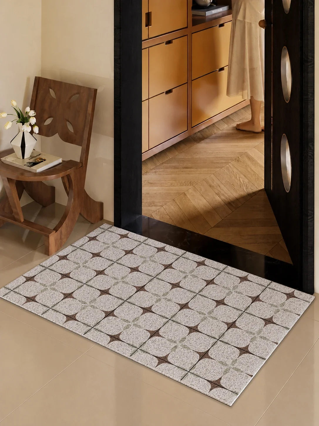 PVC Wire Ring Entry Door Mat Outdoor Cuttable Non-Slip Dirt Resistant Dust Removal Foot Mat Entrance Pebble Floor Carpet