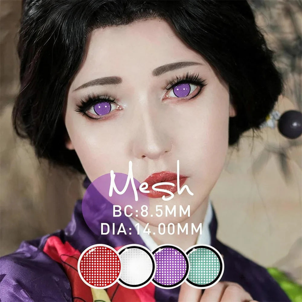 Color Contacts Contact Lenses Lens Halloween Cosplay Anime White Purple Cyan Red Blind Crazy Mesh Coser 2Pcs 1 Y