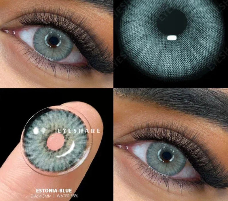 2pcs New Colored Contact Lenses Fashion Yearly Green Eyes Lenses Natural Blue Eye Lenses Gray Pupils Lens