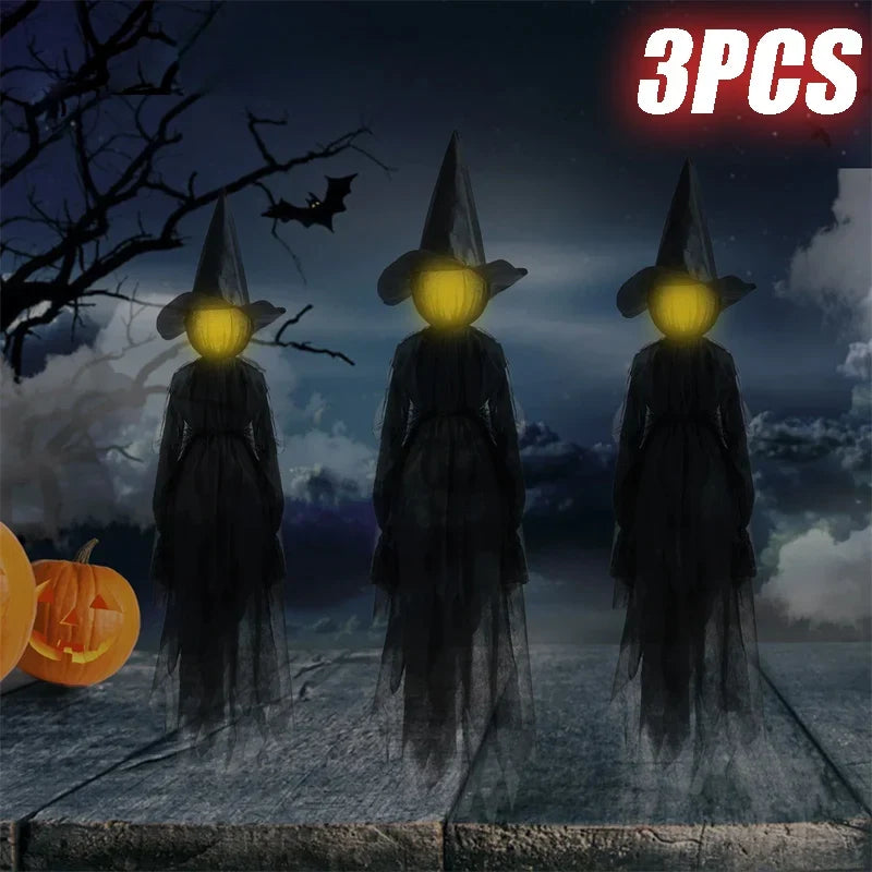 Interactive Light-Up Witch Decoration with Motion Sensor Scary Sound Effects Creepy Animated Prop for Haunted House Halloween
