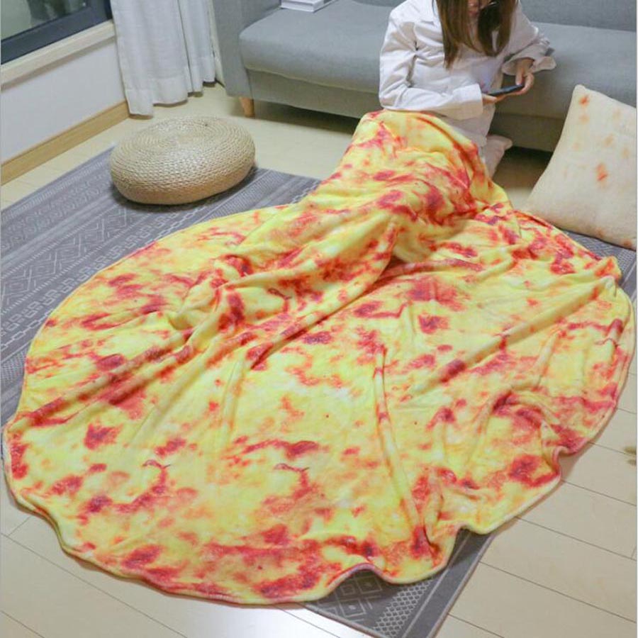 warm flannel corn tortilla pizza blanket  pita lavash fleece sofa plaid plush bedspreads winter throw blanket