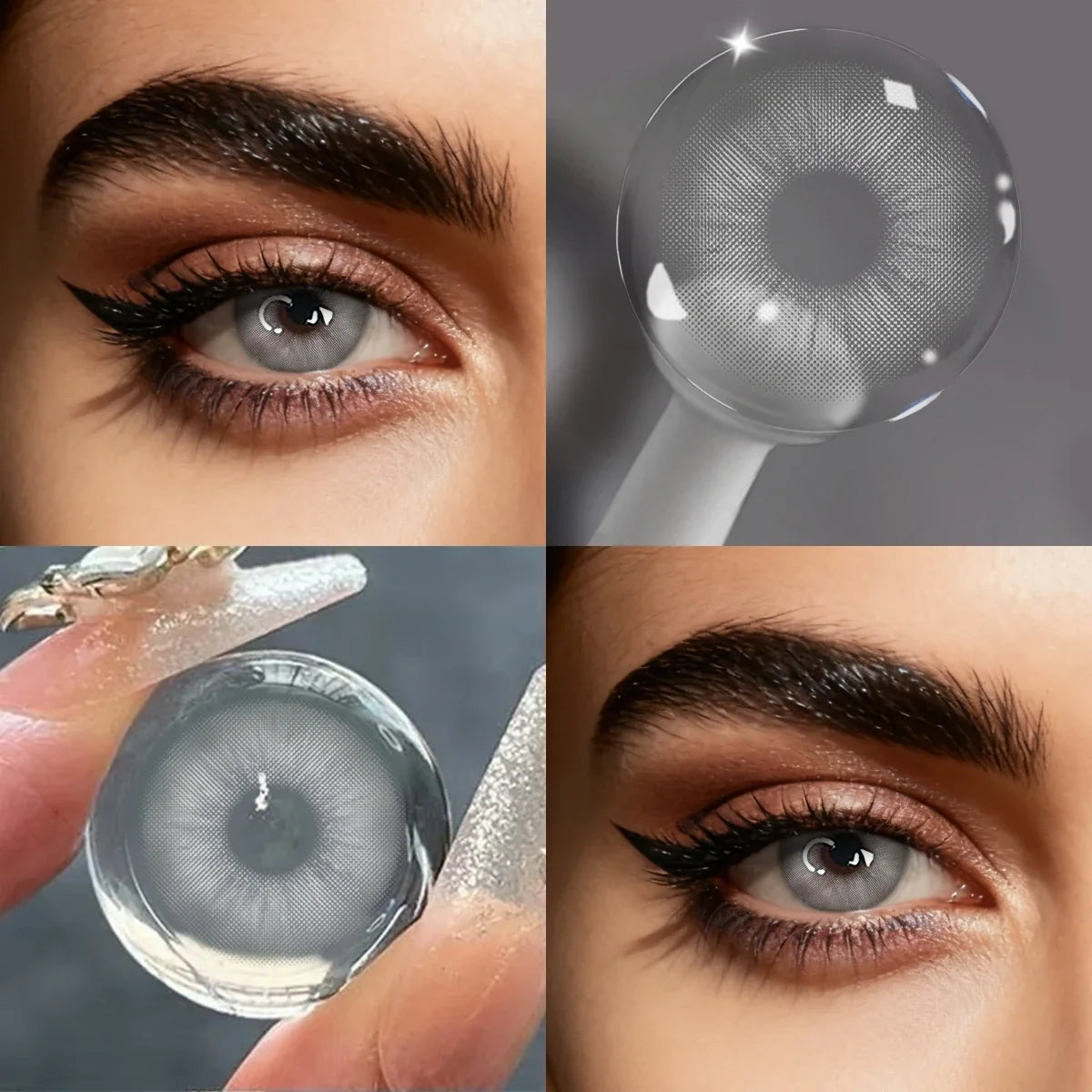 Rome Times Grey 14.2mm Small Pupil Natural Colored Contact Lenses Yearly Disposable Fashion Eye Contacts for Daily Makeup