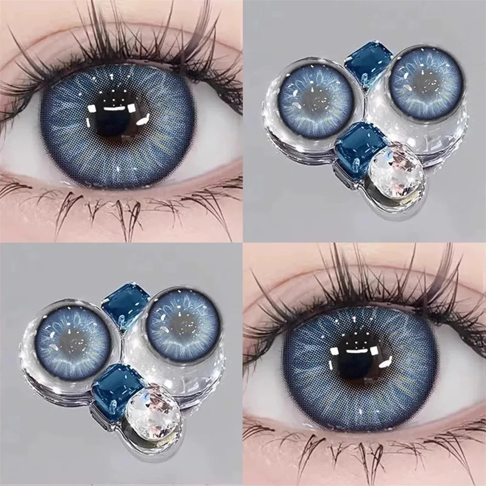Eye Eyes Color Contacts Colored Contact Lenses Lens Small Pupil Enlarging Cosplay Blue Soft 2Pcs 1 Year Use