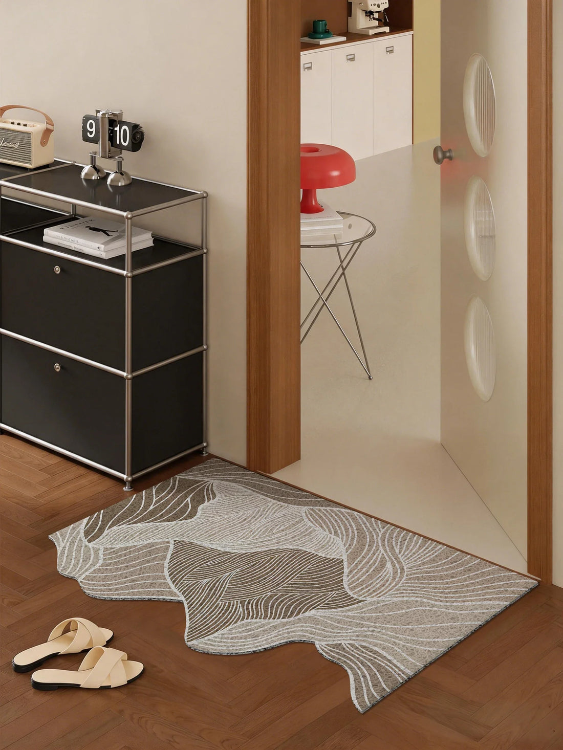 Durable Entrance Mat with Mountain/Wave Design Non-slip Easy-to-Clean Pad for Home Foyer Entrance & Indoor Floors