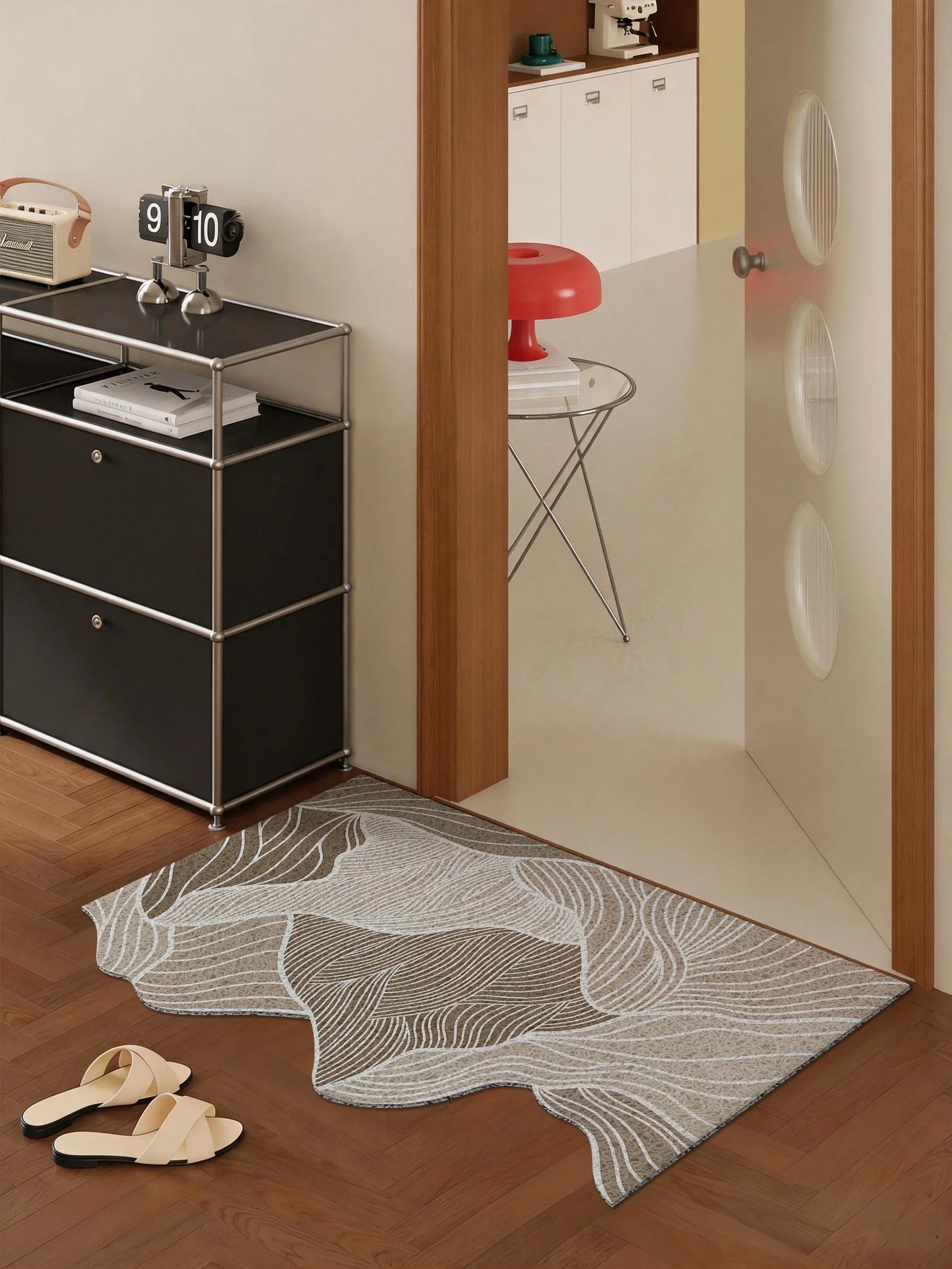 Durable Entrance Mat with Mountain/Wave Design Non-slip Easy-to-Clean Pad for Home Foyer Entrance & Indoor Floors
