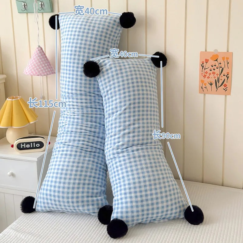 1PC 40x115cm INS Plush Long Milk Velvet Pillow Case for Women Sleeping Side Soft Pom-pom Ball Pillowcase Cover Home Decoration
