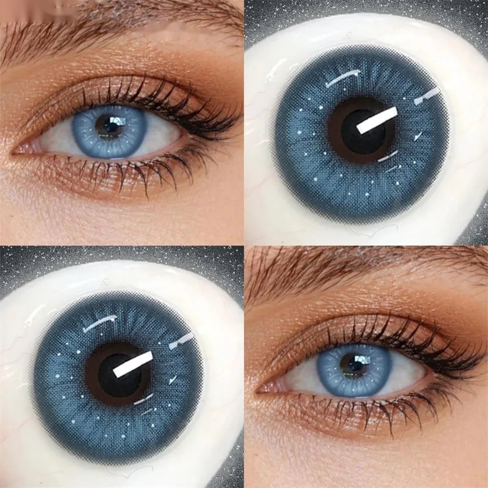 Eye Eyes Color Contacts Colored Contact Lenses Lens Cosmetics Beauty Blue Green 14.5mm 2Pcs 6 Months Half Year Use