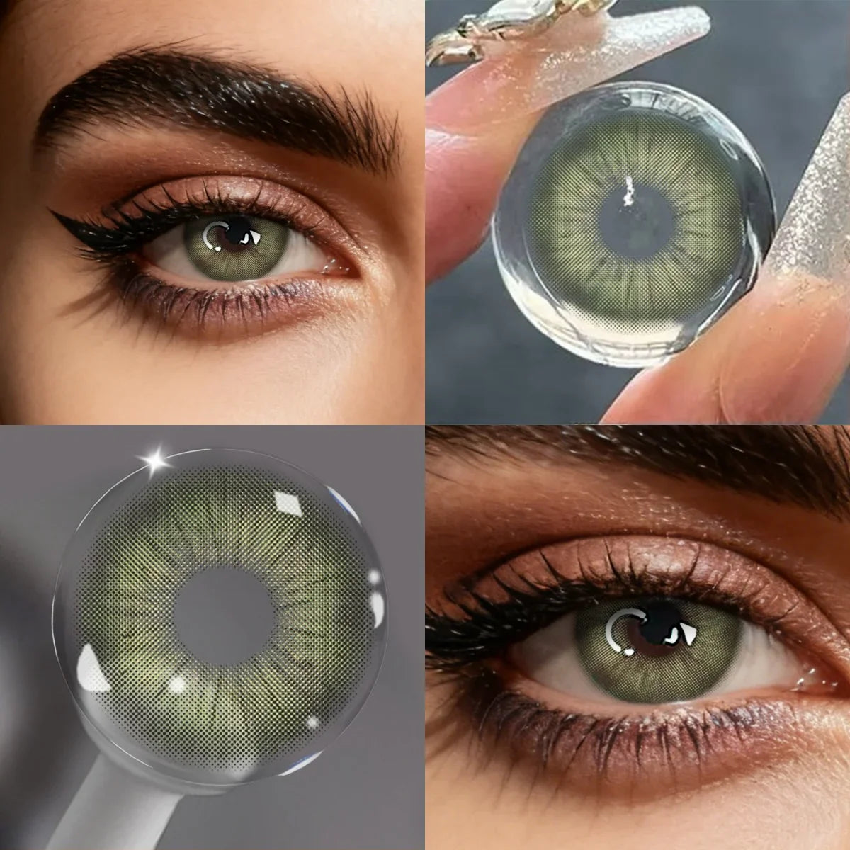 1 Pair Glacier Beauty Contact Lenses, Natural Blue Hazel Small Pupil Soft Lenses, 6-Month Wear for Eye Makeup & Daily