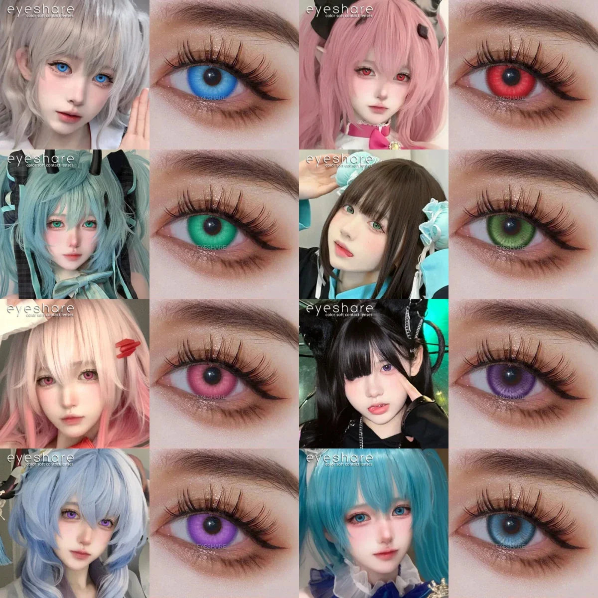 1pair/2pcs Colored Contact Lenses for Eyes Pink Contacts Purple Lenses Cosplay Contact Lenses Yearly Fashion Eye Lenses