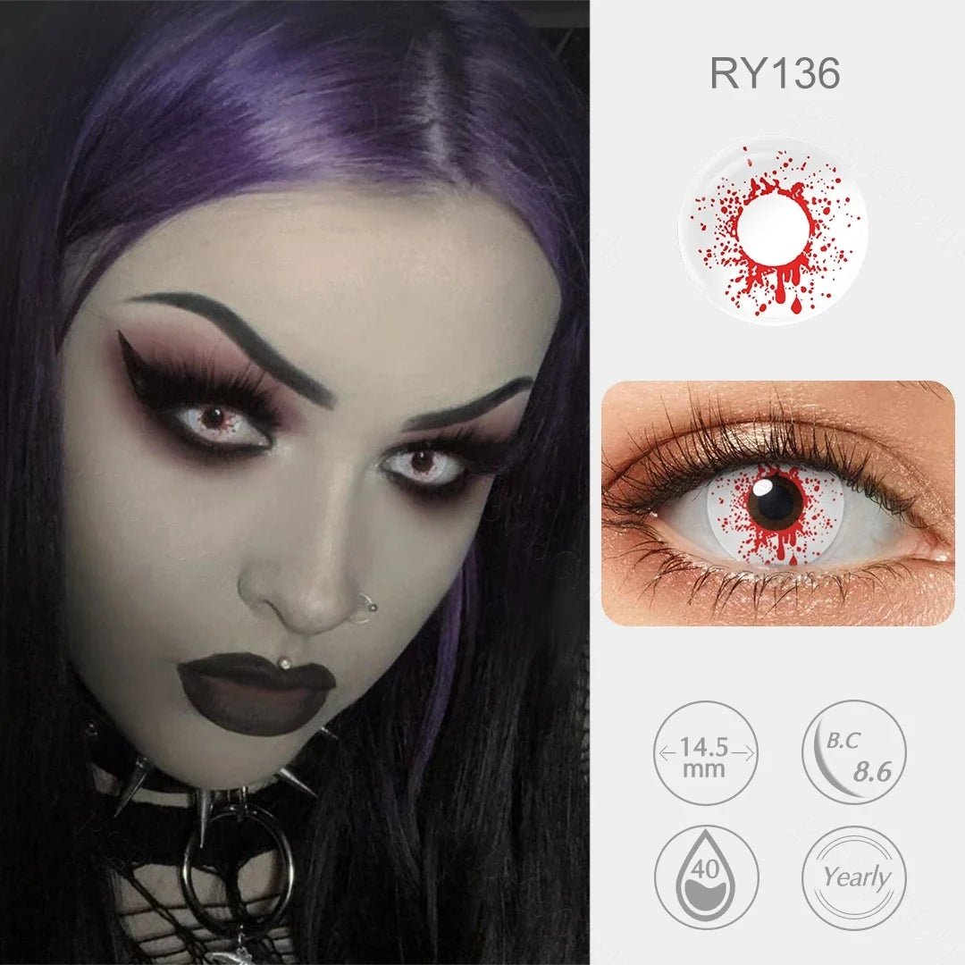Yearly Use Halloween Contact Lenses For Cosplay Vampire Red Colored Contact Lenses Eye Lenses Blood Makeup Contact Lens