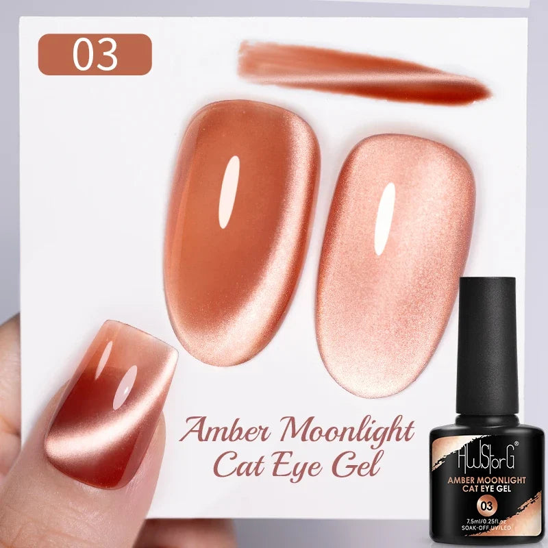 7.5ml Golden Gradient Cat Eye Nail Polish Gel Phototherapeutic Gel Soak Off Nail Magnetic Gel Polish Nail Art DlY