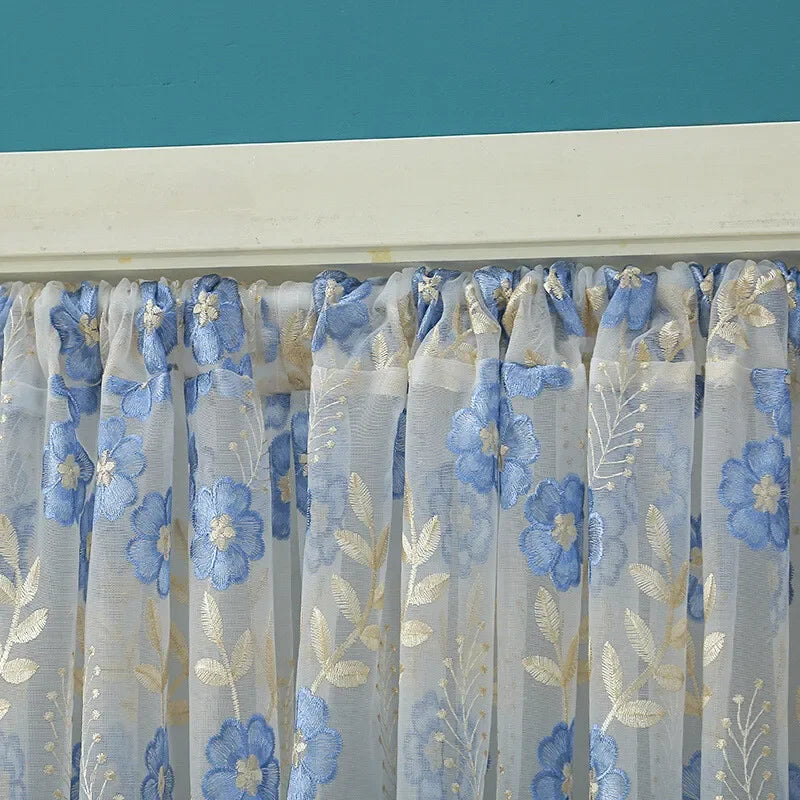 Embroidery Sheer Valance Door Decor Lace Short Curtain with Tassel Beads Embroidery Sheer Valance for Living Room New