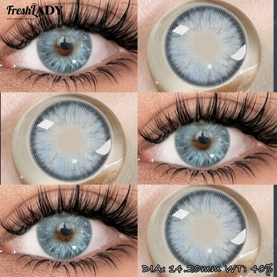 1 Pair Colored Contact Lenses Natural Brown Pupils Eyes Contact lenses Gray Soft Contacts 14.20mm