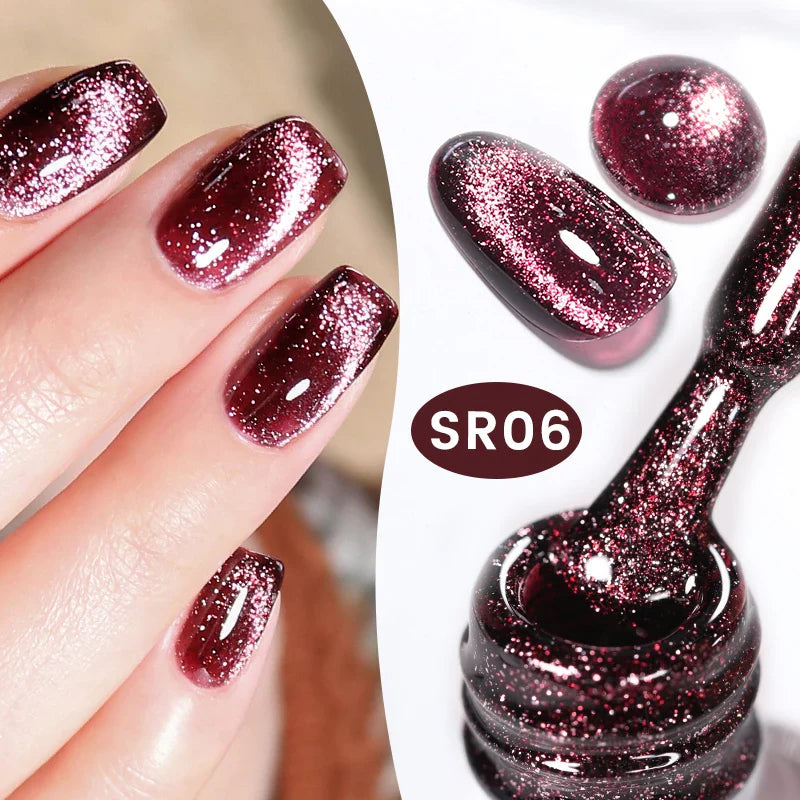 Pink Light Flow Cat Magnetic Gel Nail Polish 10ml Holographics Shining Line Magnetic Long Lasting DIY Salon Varinsh