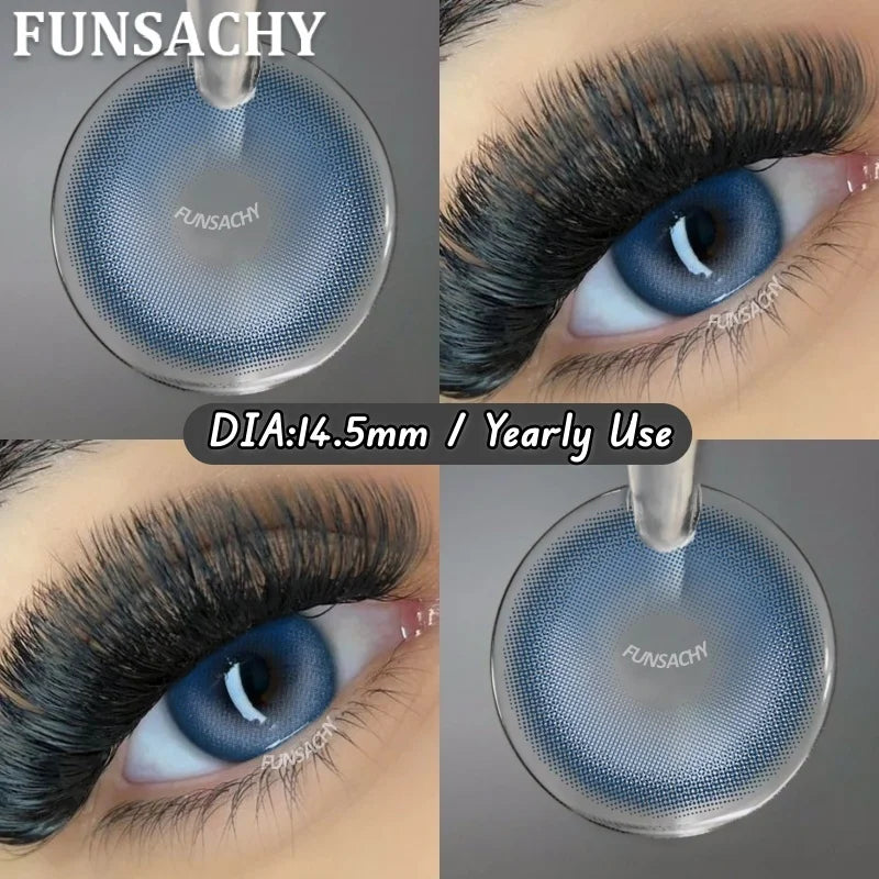 1 Pair New Colored Contact Lenses for Eyes Brown Graduated Fashion Gray Eyes Lenses Yearly Beauty Makeup Lens Women