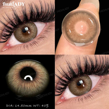 1 Pair Colored Contact Lenses Natural Brown Pupils Eyes Contact lenses Gray Soft Contacts 14.50mm