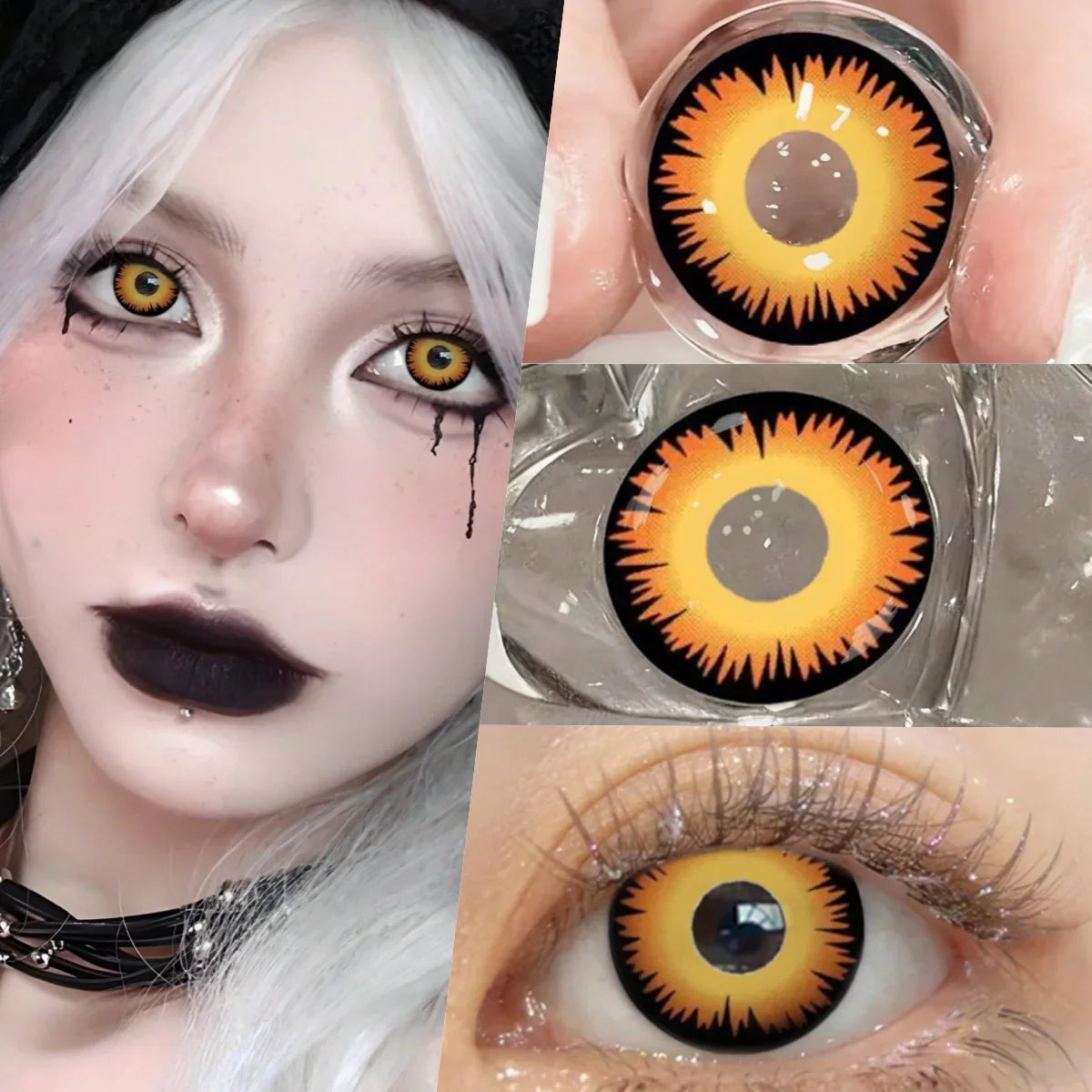 1 Pair White Black Block Eyes Cosplay Contacts Lenses for Coser Anime Colored Lenses Small Pupil Natural Cosmetic Lens