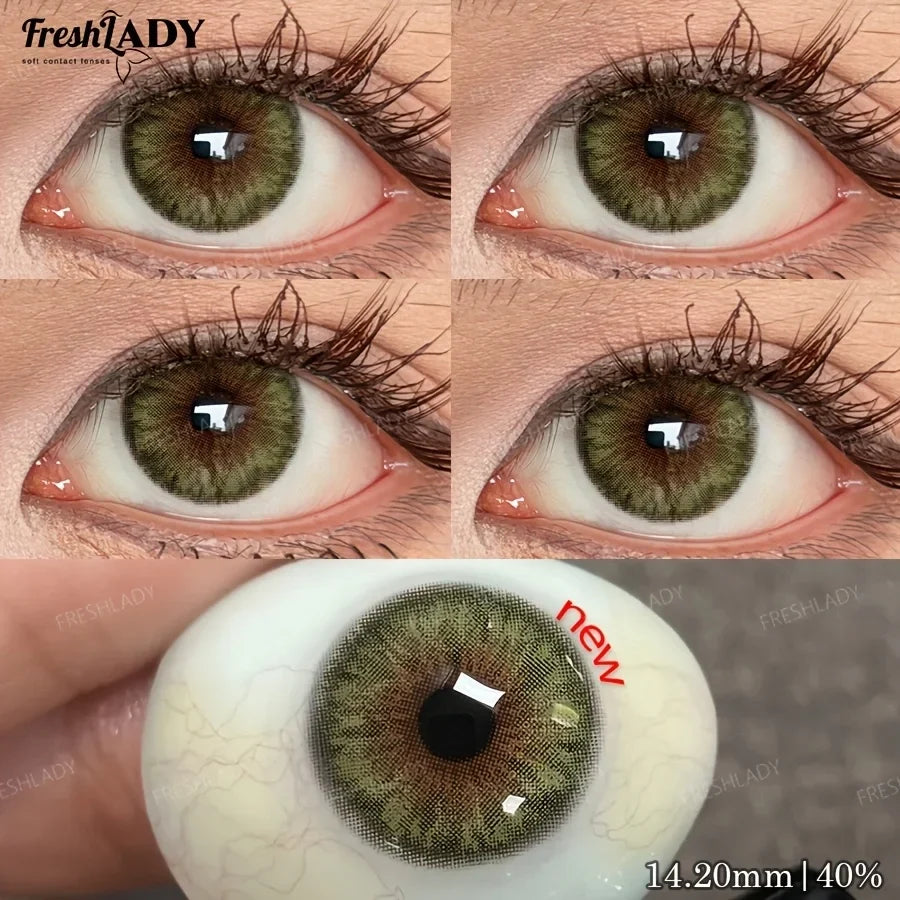 1 Pair Cleopatra Series Colored Contact Lenses Natural Brown Pupils Eyes Contact lenses Green Soft Contacts 14.20mm