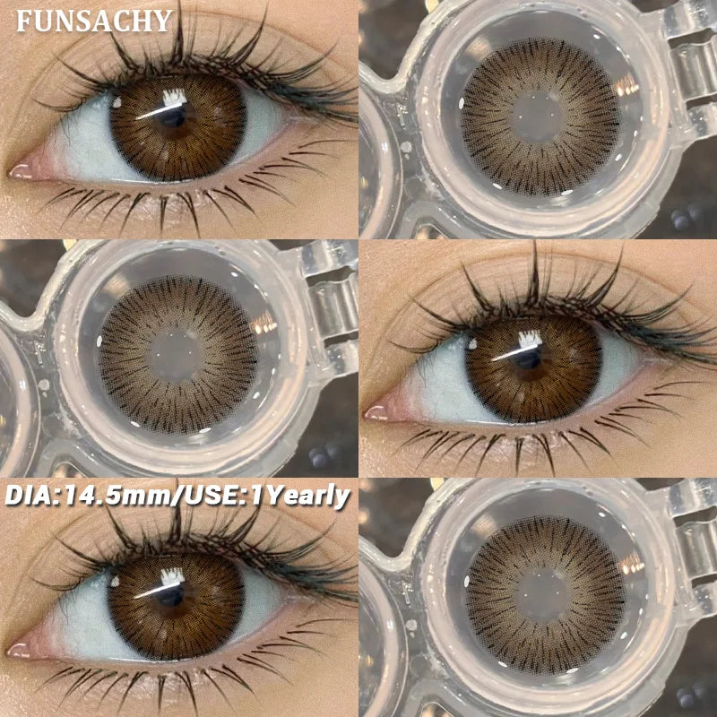 1 Pair Colored Contact Lenses BROWN Natural Eye Contacts Super Natural Lens Gray Color Lens Beautiful Pupils Cosmetics
