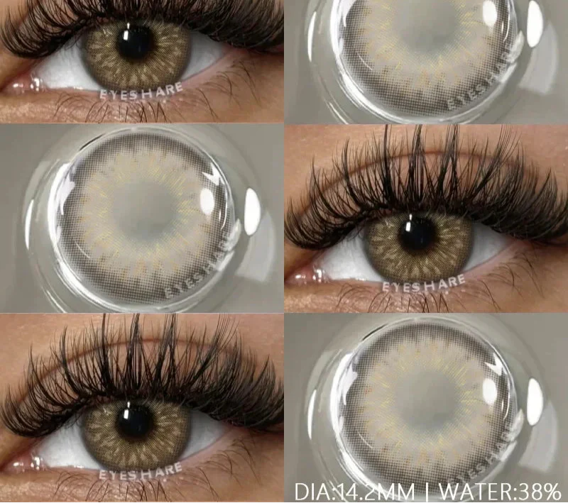 1 Pair Natural Colored Contact Lenses with Prescription Myopia Lenses Green Contacts Fashion Brown Lenses Gray Pupils