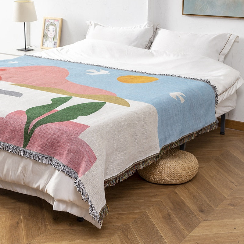 Women Leopard Throw Blanket Multifunction Beach Sofa Covers Tassel Dust Cover Air Conditioning Blankets For Bed