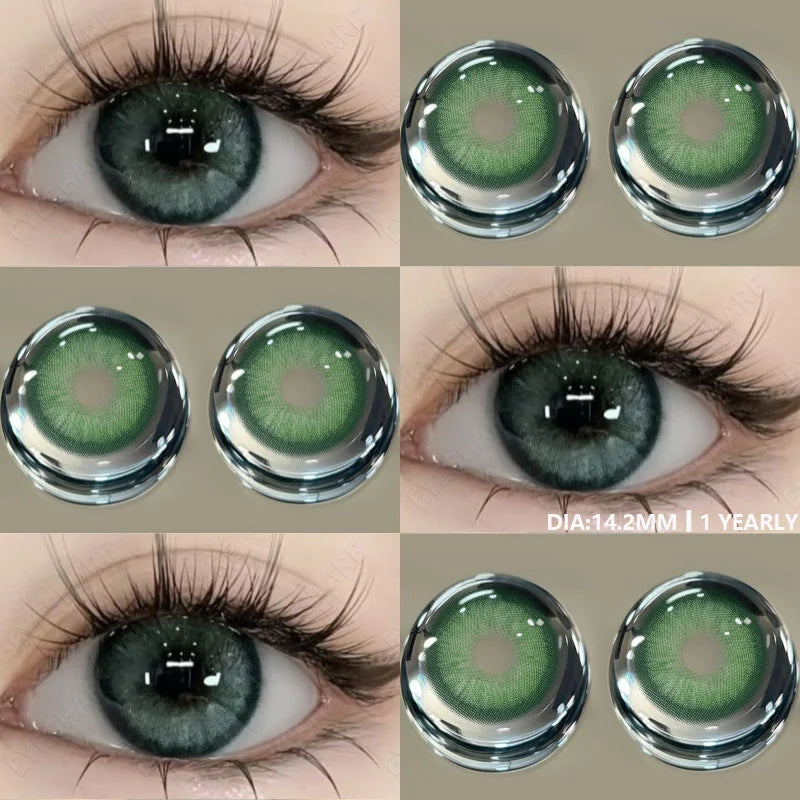 1Pair Color Contact Lenses for Eyes Natural Brown Lenses Fashion Blue Lenses Green Eye Contacts Yearly Use Eye Lens